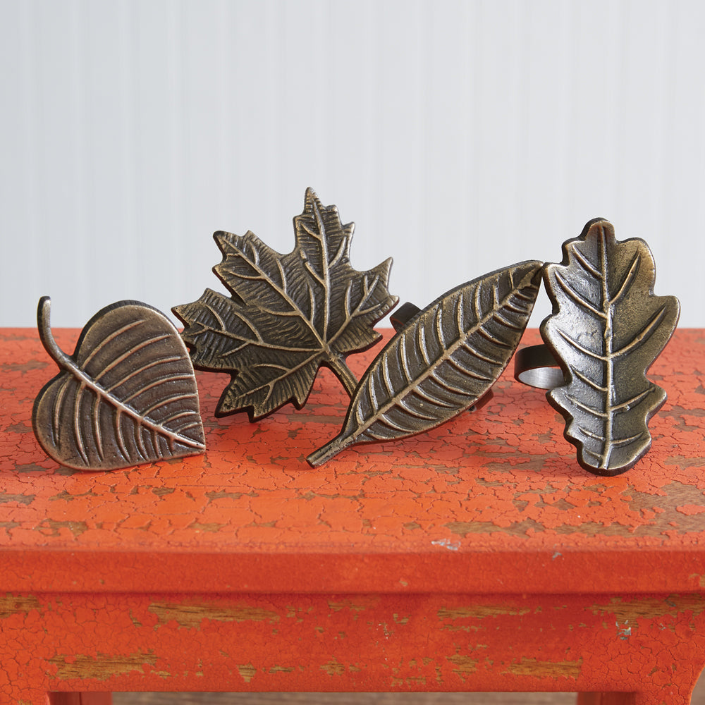 Set of Four Leaf Napkin Rings - Bombay Mercantile