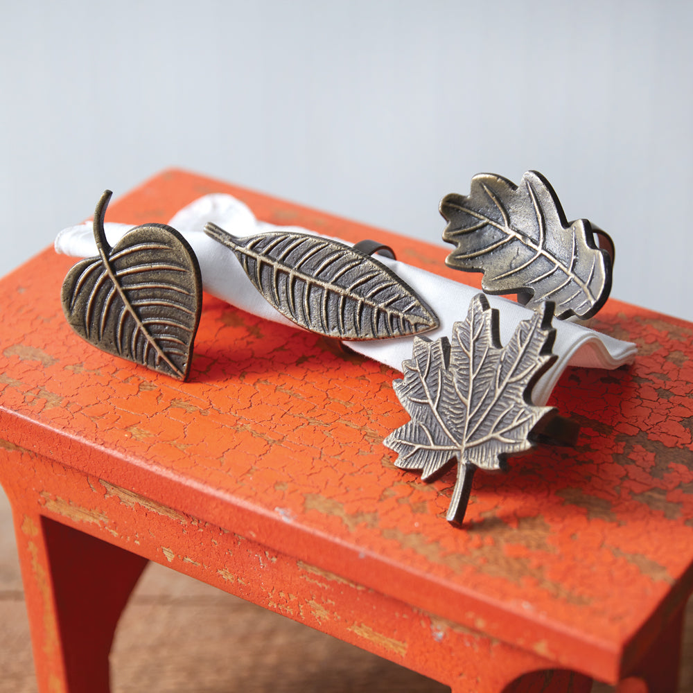 Set of Four Leaf Napkin Rings - Bombay Mercantile