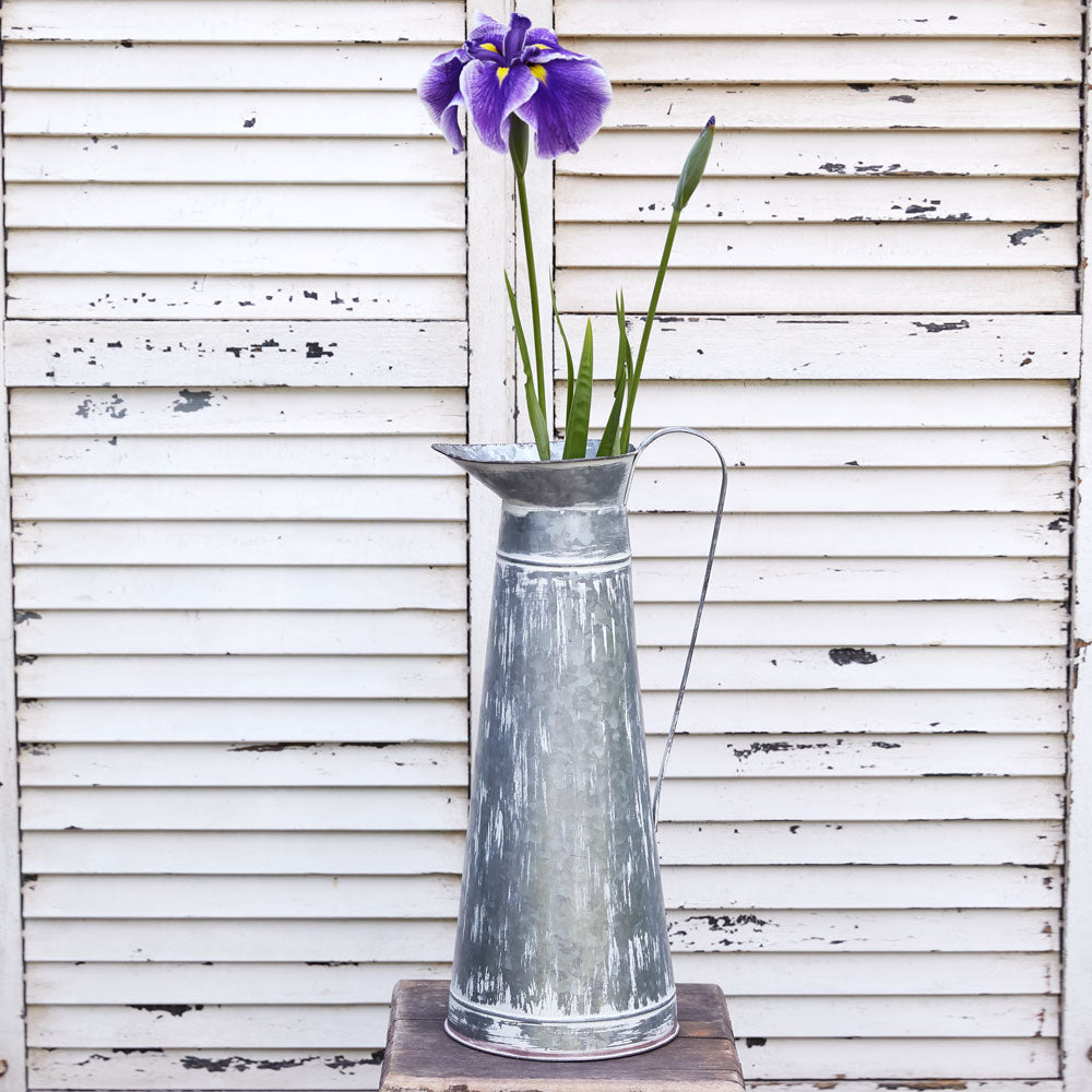 Washed Tin Tall Pitcher - Bombay Mercantile