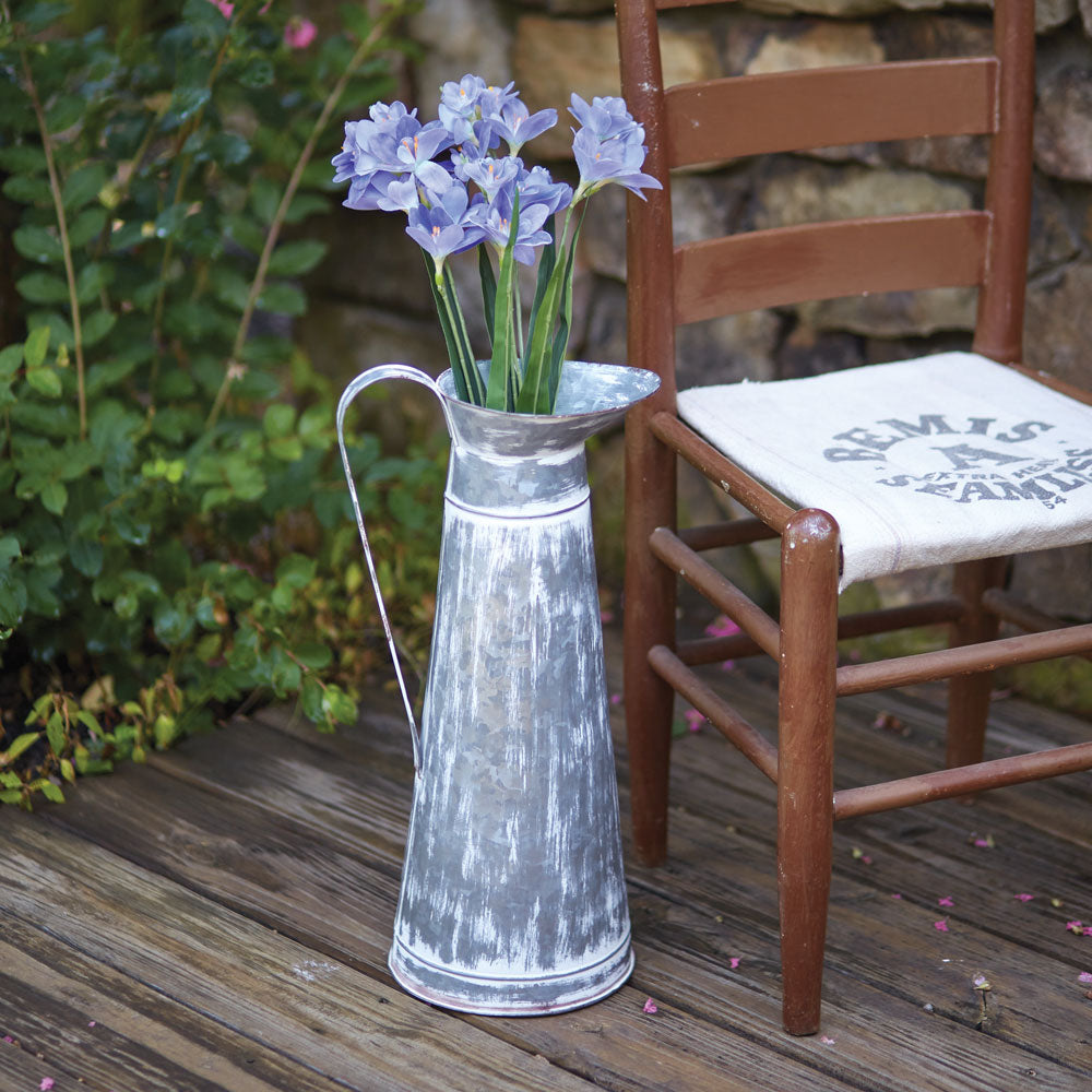 Washed Tin Tall Pitcher - Bombay Mercantile