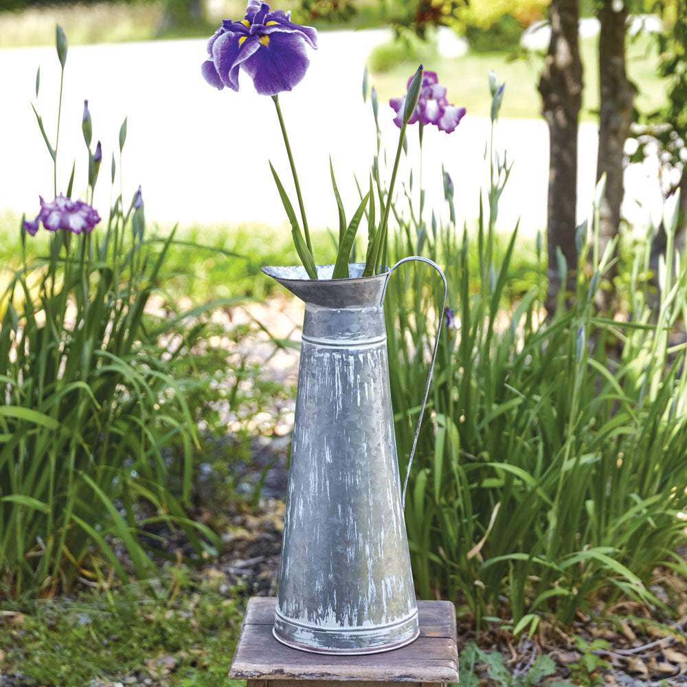 Washed Tin Tall Pitcher - Bombay Mercantile