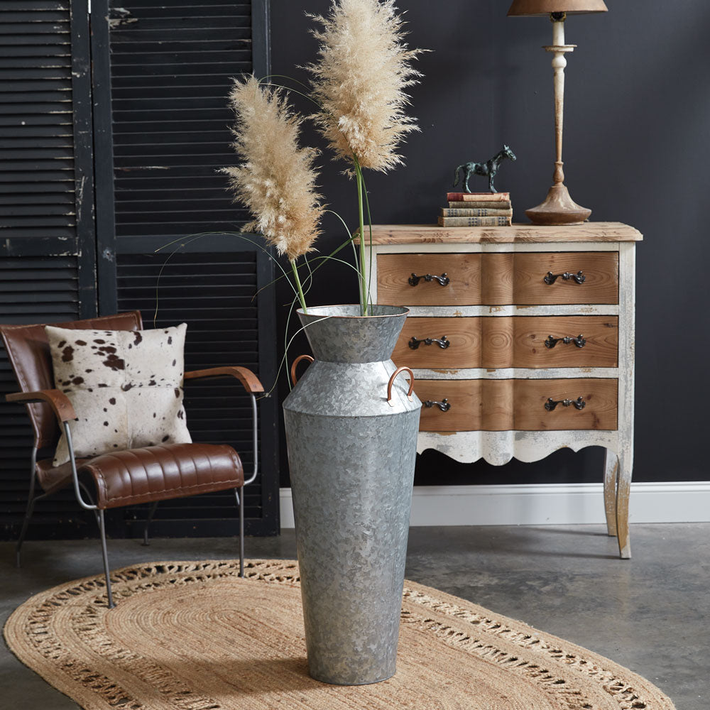 Galvanized Metal Floor Vase - Bombay Mercantile