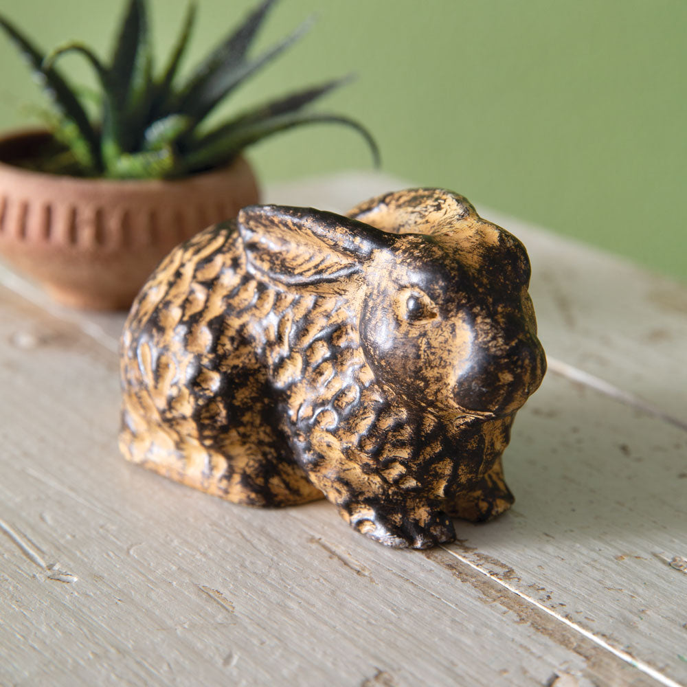 Set of Two Rustic Bunny Figurines - Bombay Mercantile