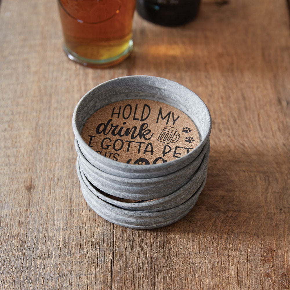 Set of Four Mason Jar Lid Coasters - Pet This Dog - Bombay Mercantile