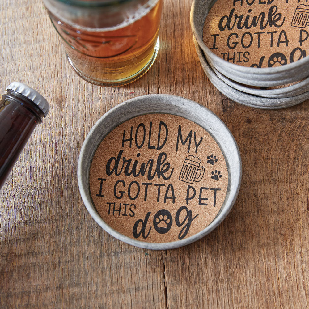 Set of Four Mason Jar Lid Coasters - Pet This Dog - Bombay Mercantile
