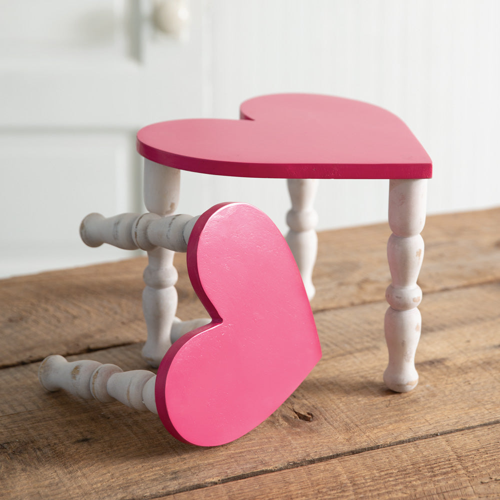 Set of Two Tabletop Heart Stools - Pink - Bombay Mercantile