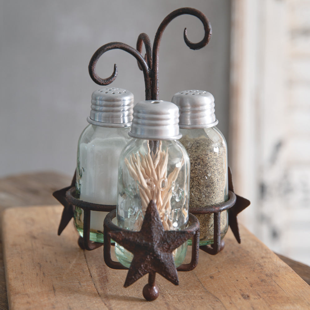 Primitive Star Salt Pepper and Toothpick Caddy - Bombay Mercantile