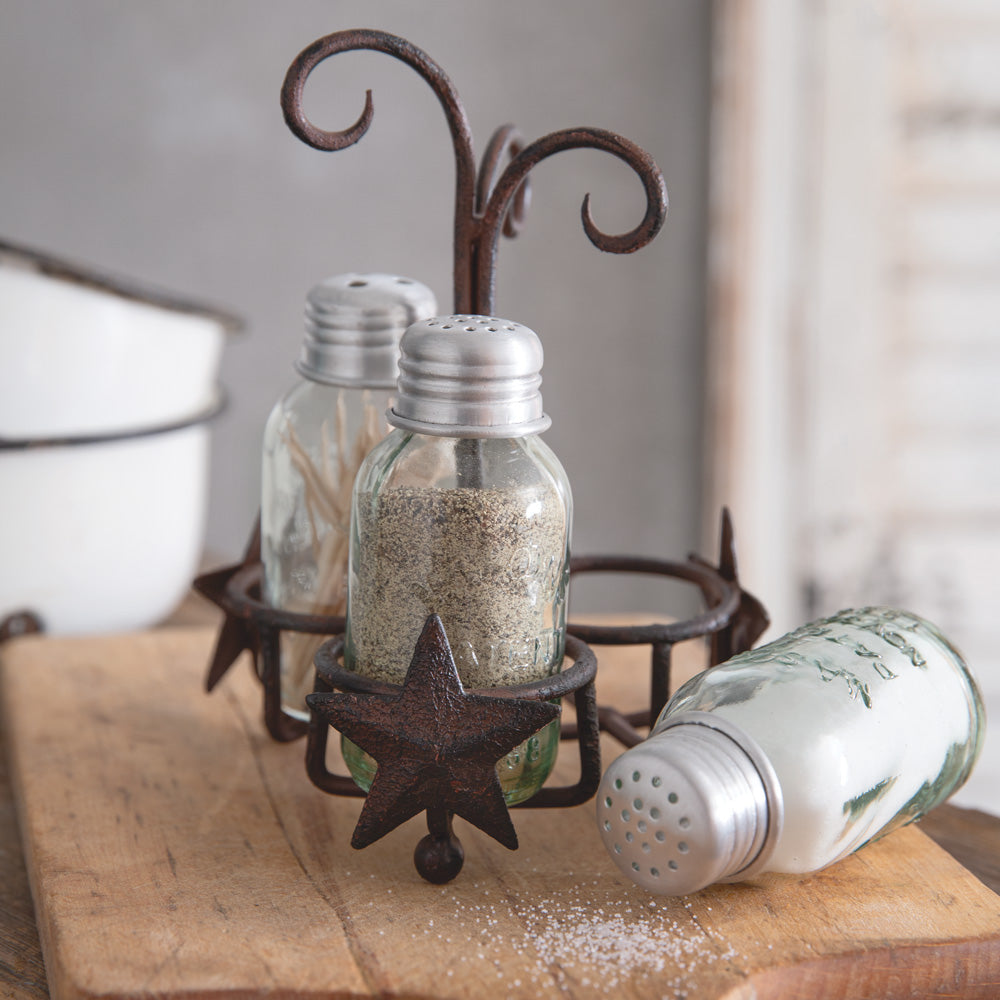 Primitive Star Salt Pepper and Toothpick Caddy - Bombay Mercantile