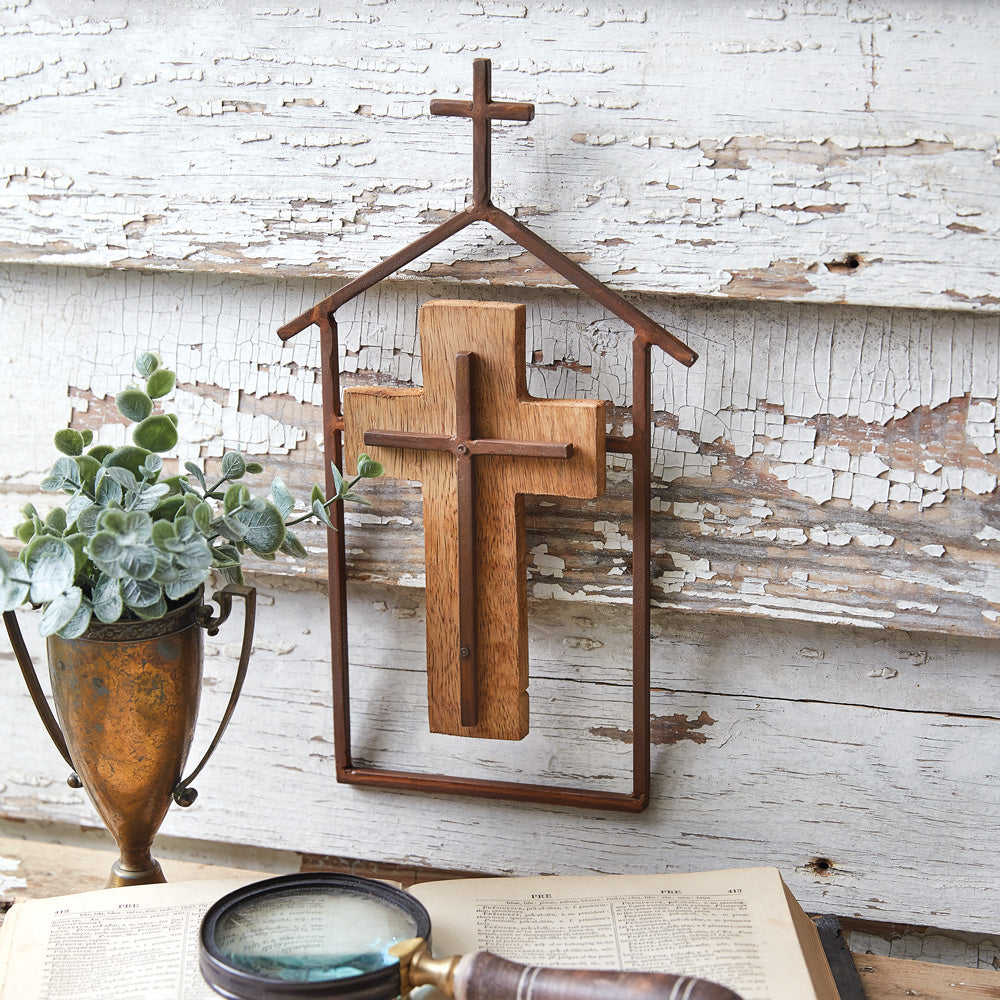 Wood and Metal Religious Wall Decor - Bombay Mercantile