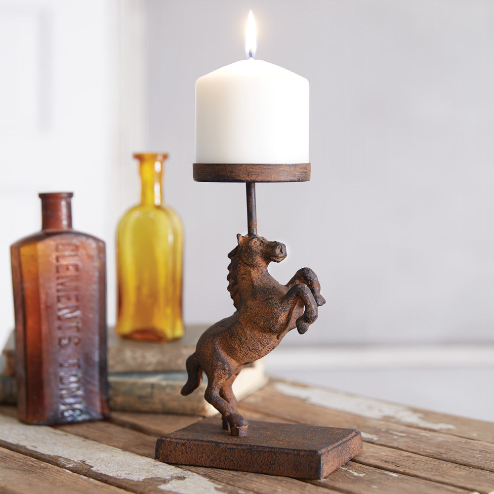 Rearing Horse Pillar Candle Holder - Bombay Mercantile