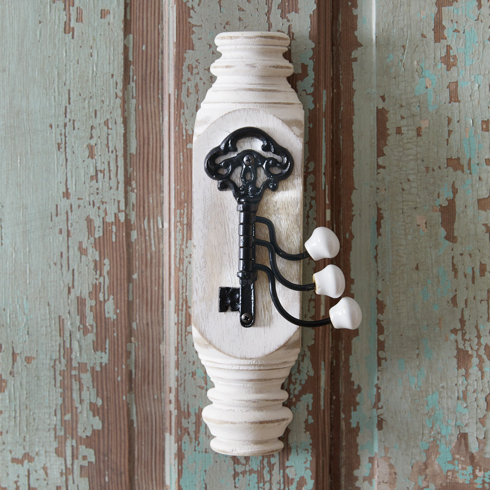 Three Hook Key on Post - Bombay Mercantile