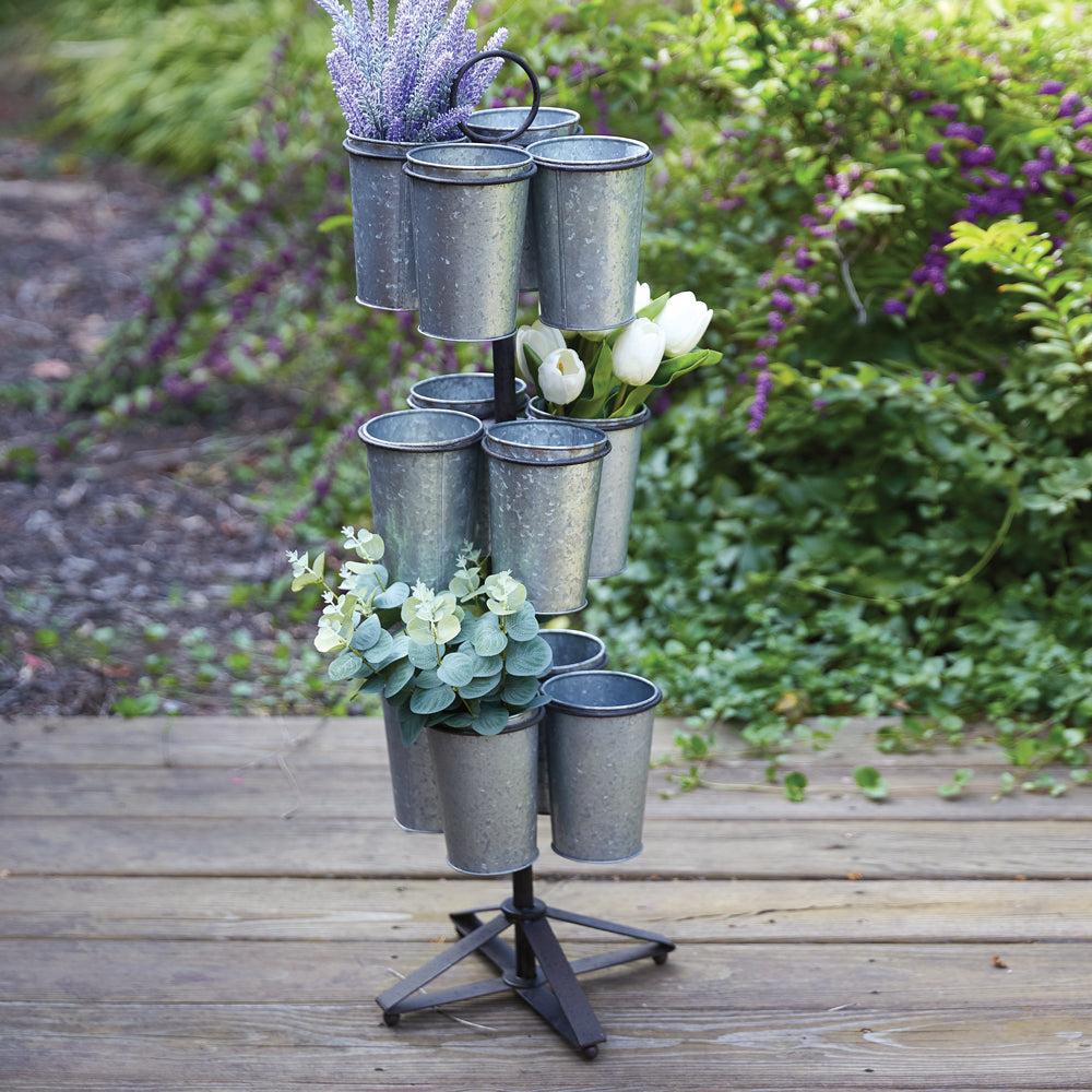 Twelve Pail Rustic Flower Display - Bombay Mercantile