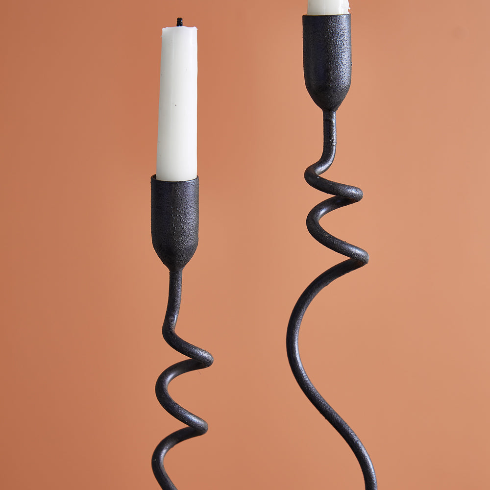 Set of Two Curly Taper Candle Holders - Bombay Mercantile