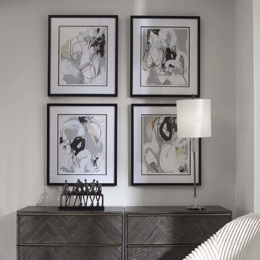 Tangled Threads Abstract Framed Prints, Set of 4 - Bombay Mercantile