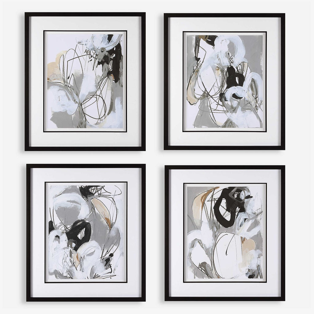 Tangled Threads Abstract Framed Prints, Set of 4 - Bombay Mercantile