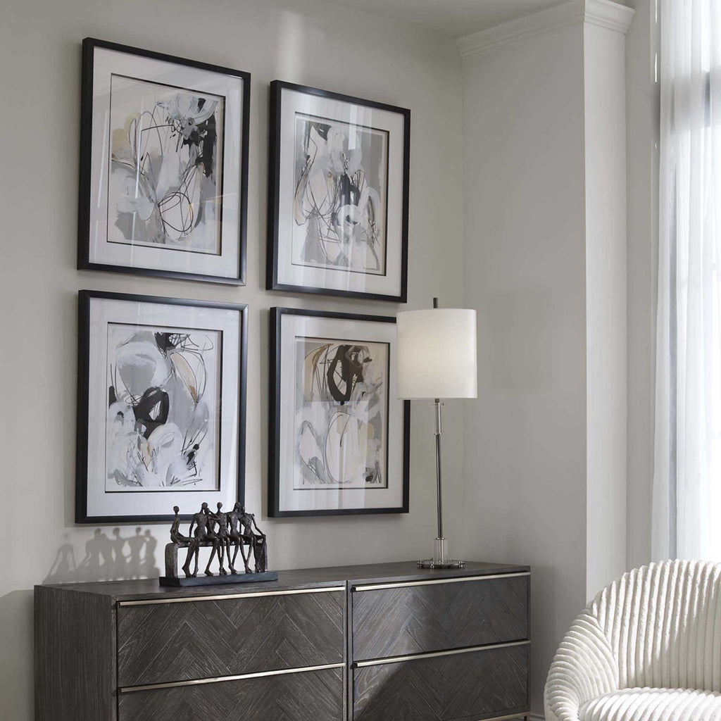 Tangled Threads Abstract Framed Prints, Set of 4 - Bombay Mercantile