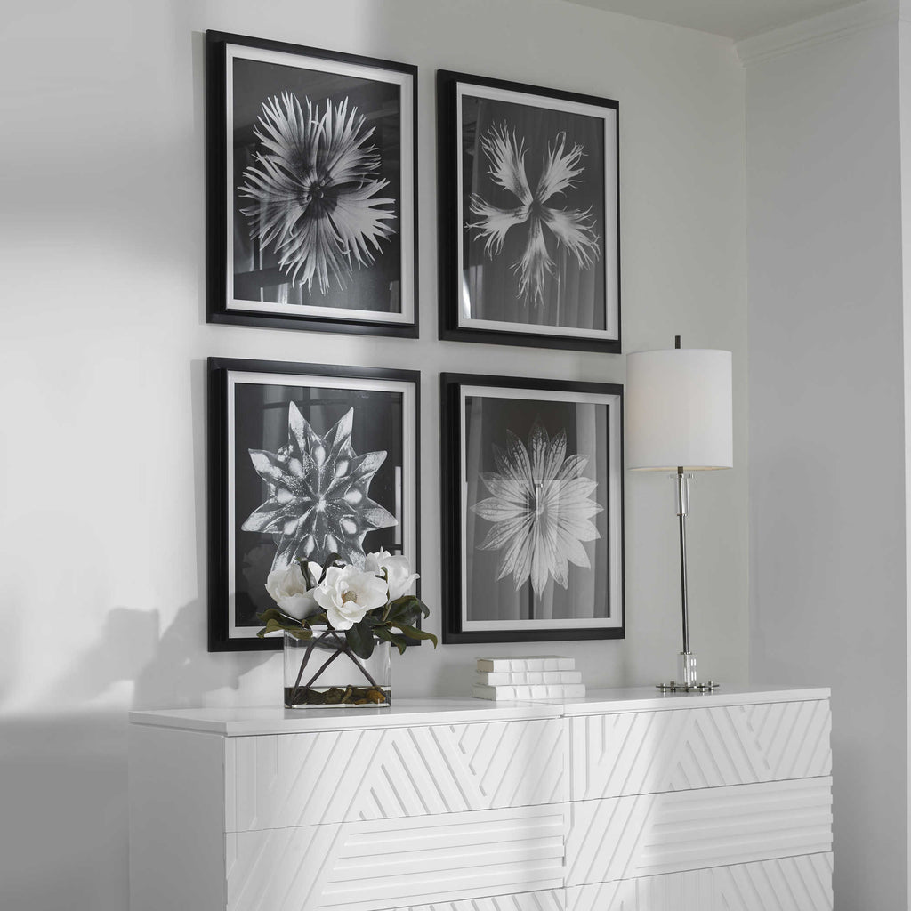 Contemporary Floret Framed Prints, Set of 4 - Bombay Mercantile