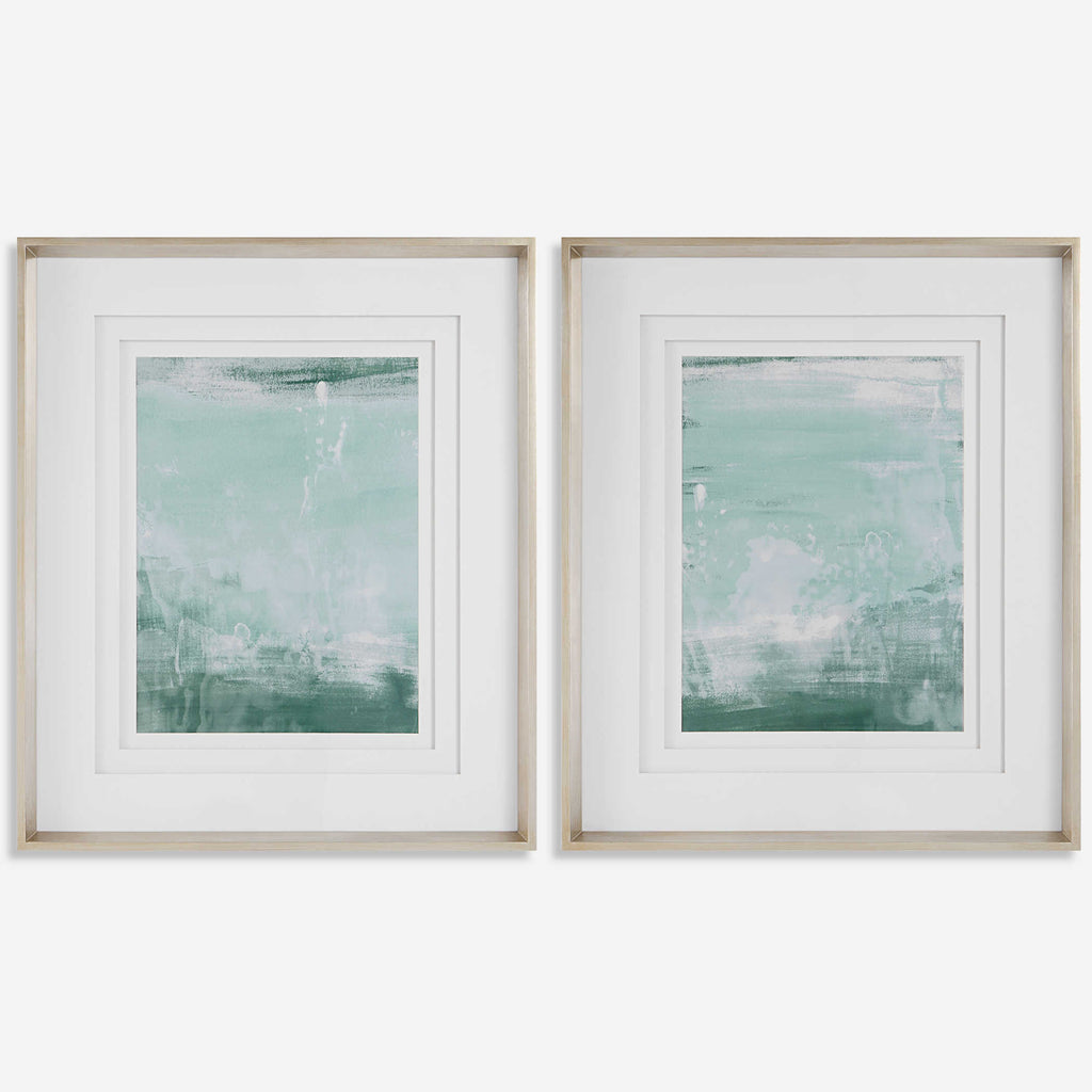 Coastal Patina Modern Framed Prints, Set of 2 - Bombay Mercantile