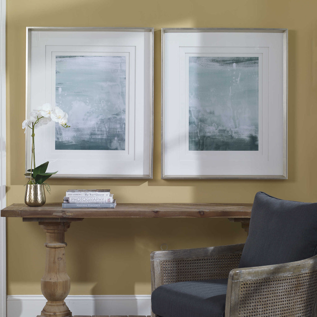 Coastal Patina Modern Framed Prints, Set of 2 - Bombay Mercantile