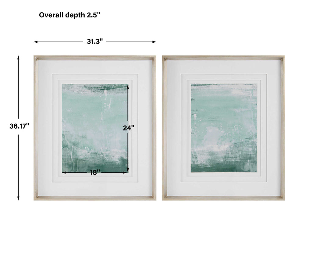 Coastal Patina Modern Framed Prints, Set of 2 - Bombay Mercantile