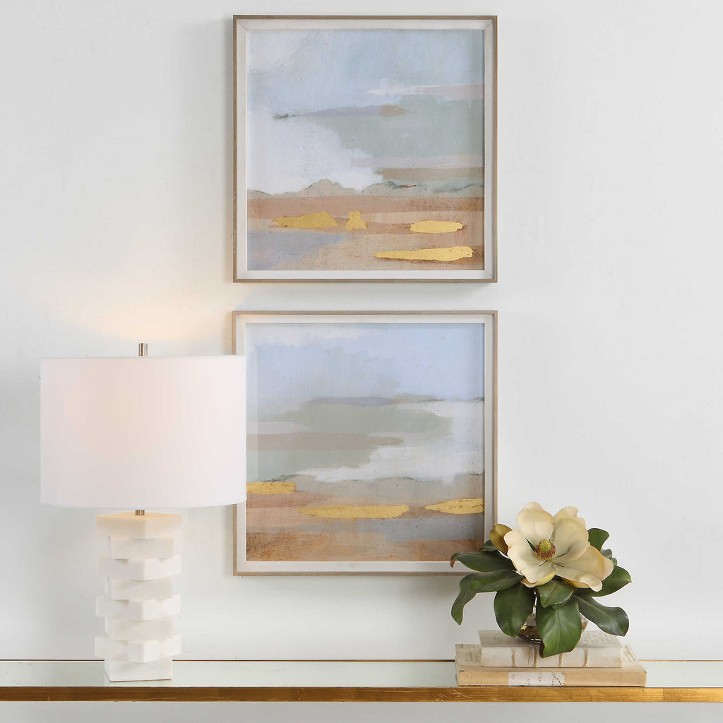 Uttermost Abstract Coastline Framed Prints, Set of 2 - Bombay Mercantile