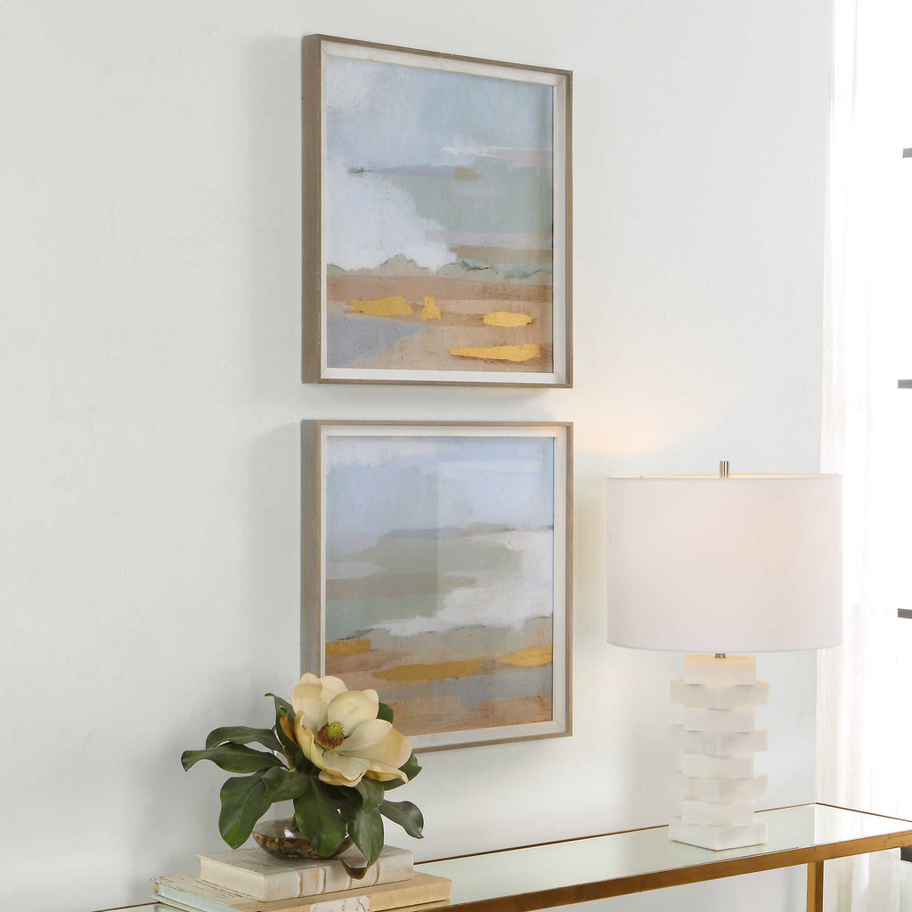 Uttermost Abstract Coastline Framed Prints, Set of 2 - Bombay Mercantile