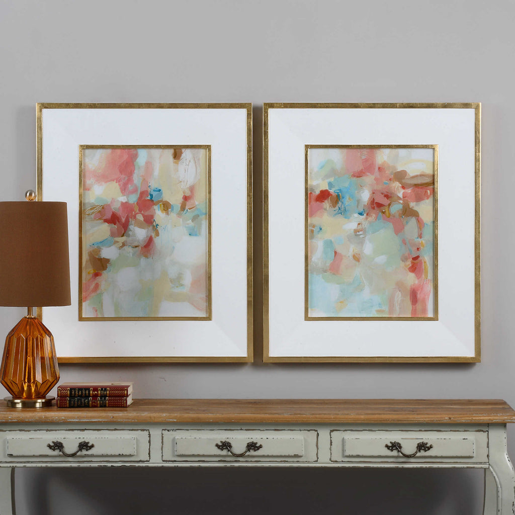 A Touch Of Blush And Rosewood Fences Art, Set of 2 - Bombay Mercantile