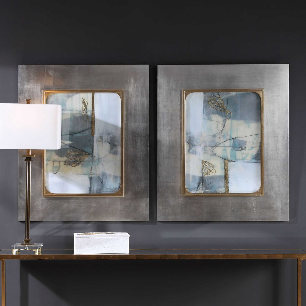 Gilded Whimsy Abstract Prints, Set of 2 - Bombay Mercantile