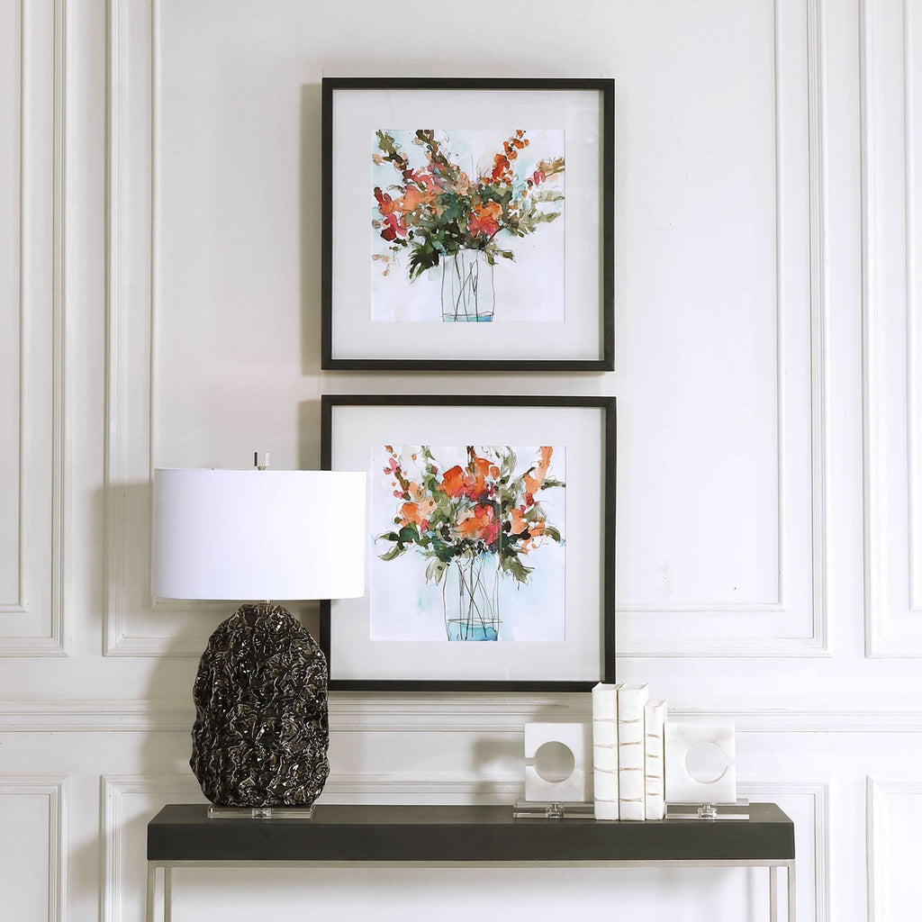 Fresh Flowers Watercolor Prints, Set of 2 - Bombay Mercantile