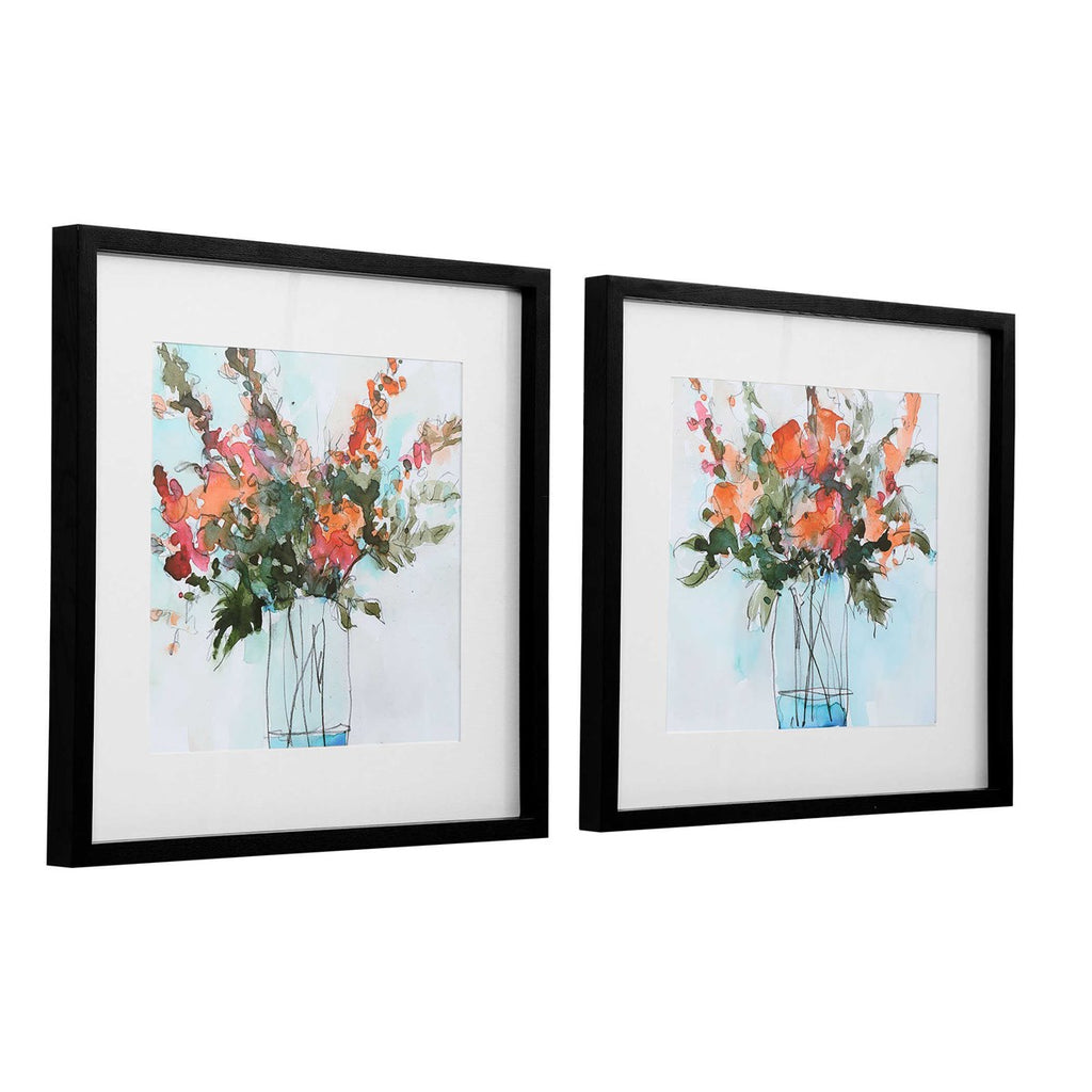 Fresh Flowers Watercolor Prints, Set of 2 - Bombay Mercantile