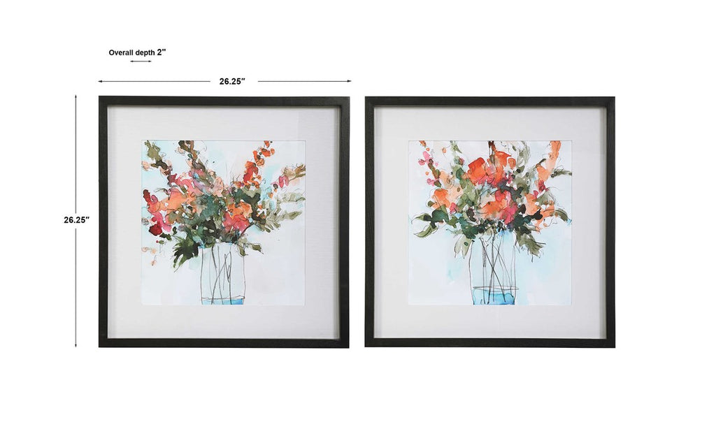 Fresh Flowers Watercolor Prints, Set of 2 - Bombay Mercantile