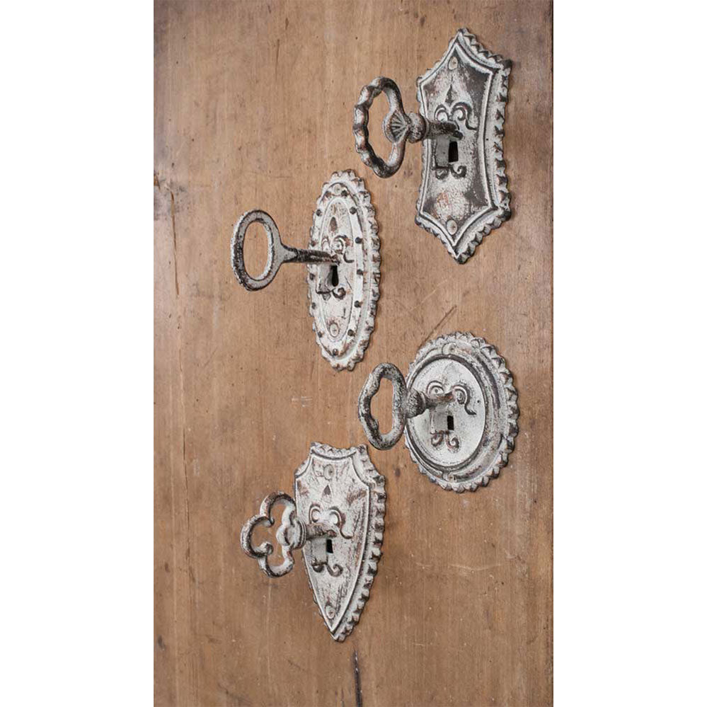 Set of Four Vintage Key Metal Hooks - Bombay Mercantile