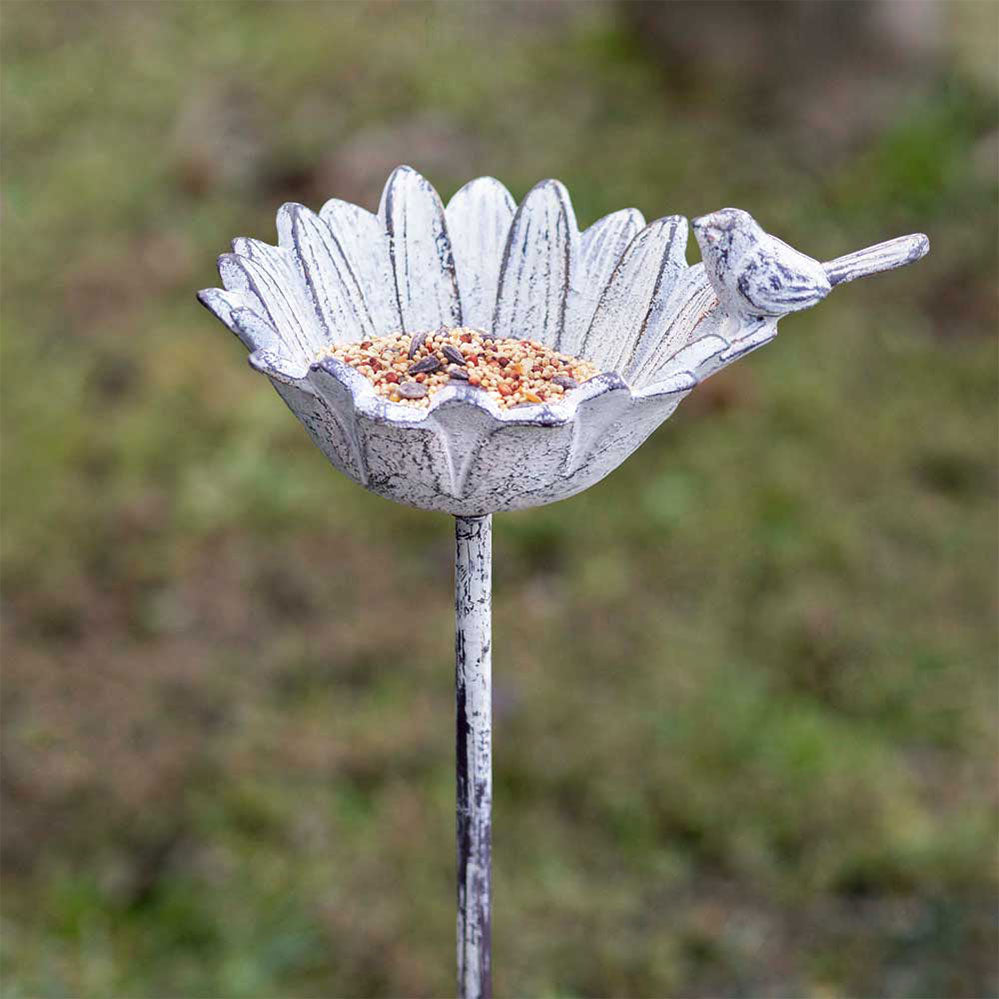 White Daisy Birdfeeder Garden Stake - Bombay Mercantile