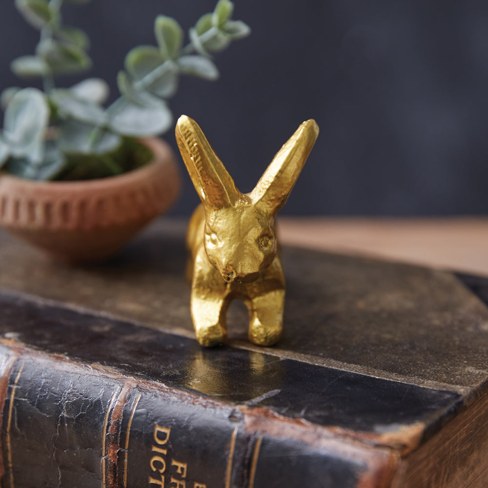 Mini Gold Bunny Figurine - Box of 4 - Bombay Mercantile