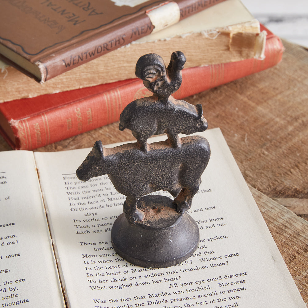Cast Iron Stacked Animals Figurine - Box of 4 - Bombay Mercantile