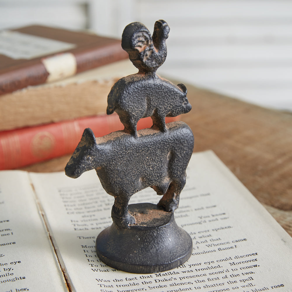 Cast Iron Stacked Animals Figurine - Box of 4 - Bombay Mercantile