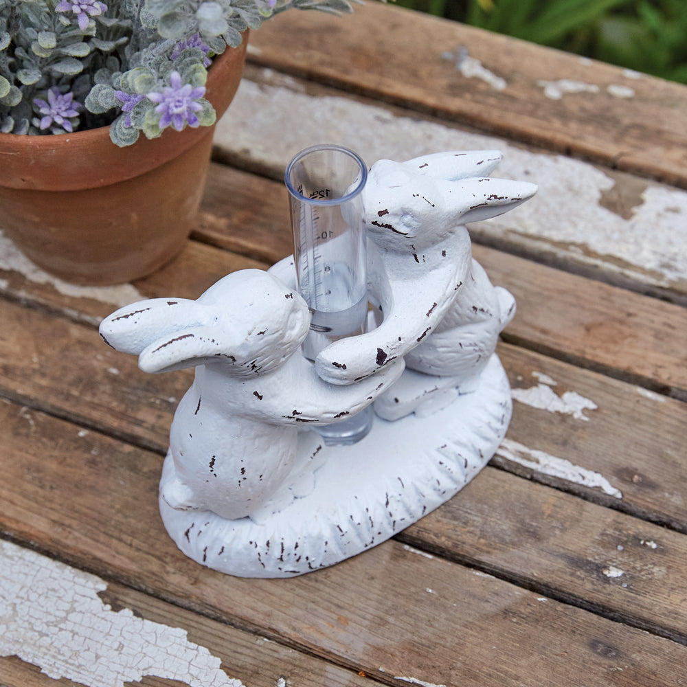 Hugging Bunnies Tabletop Rain Gauge - Bombay Mercantile