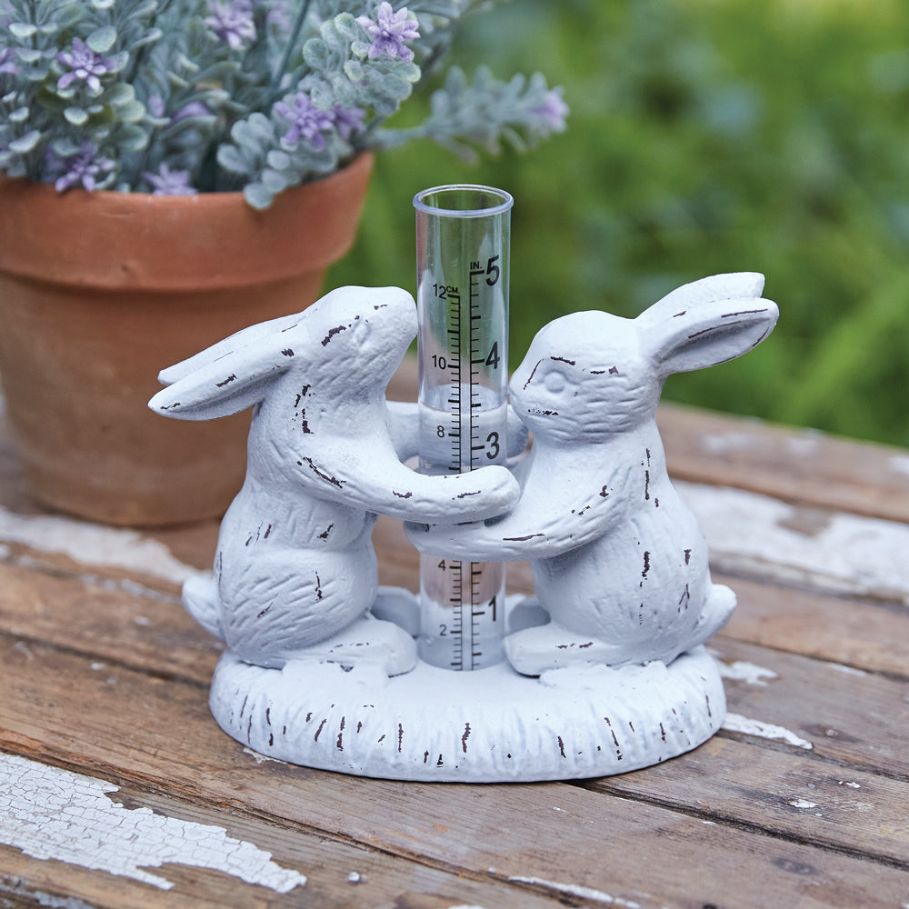 Hugging Bunnies Tabletop Rain Gauge - Bombay Mercantile