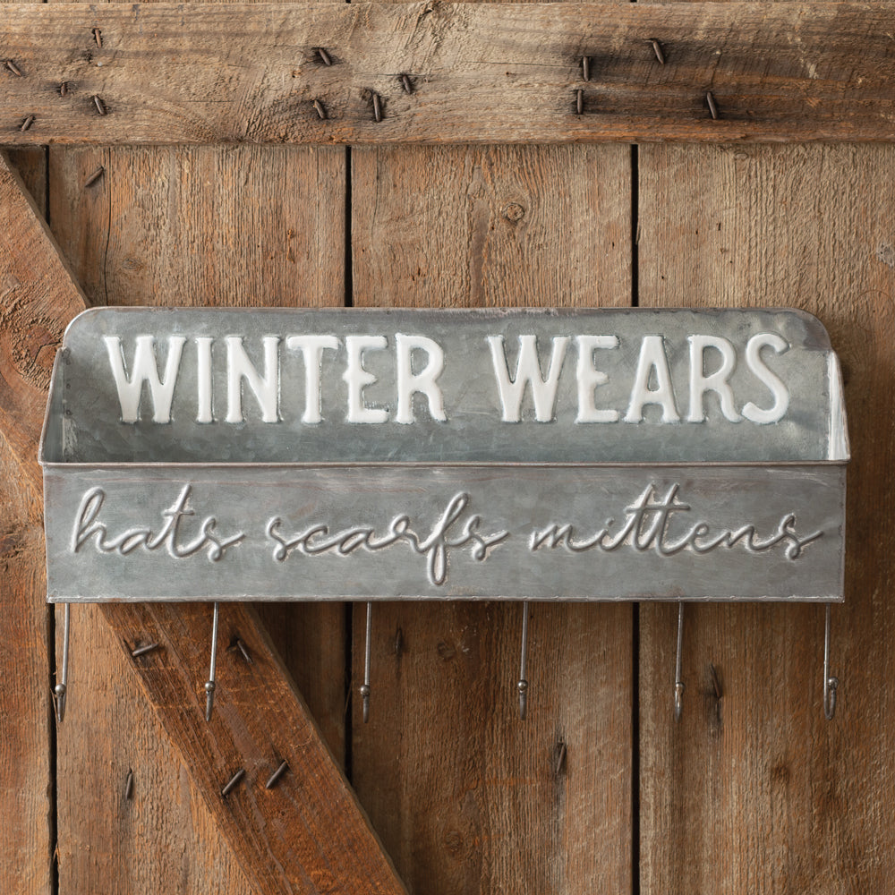 Winter Wears Shelf Organizer with Six Hooks - Bombay Mercantile