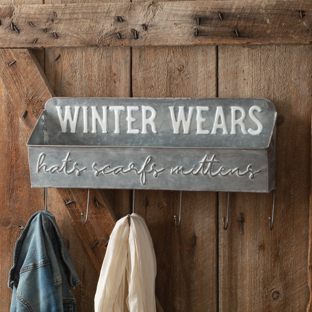 Winter Wears Shelf Organizer with Six Hooks - Bombay Mercantile
