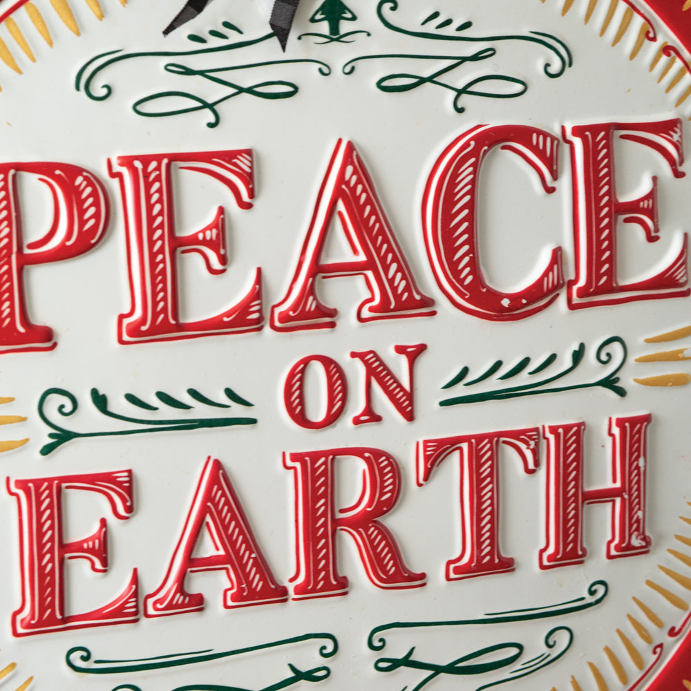 Peace On Earth Metal Ornament Sign - Bombay Mercantile