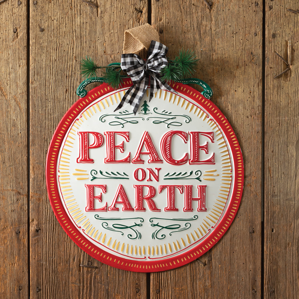 Peace On Earth Metal Ornament Sign - Bombay Mercantile