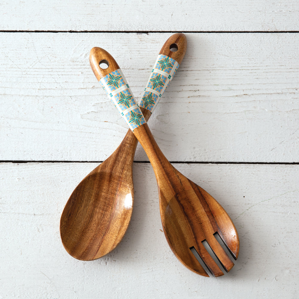 Coriander Salad Server Set - Bombay Mercantile