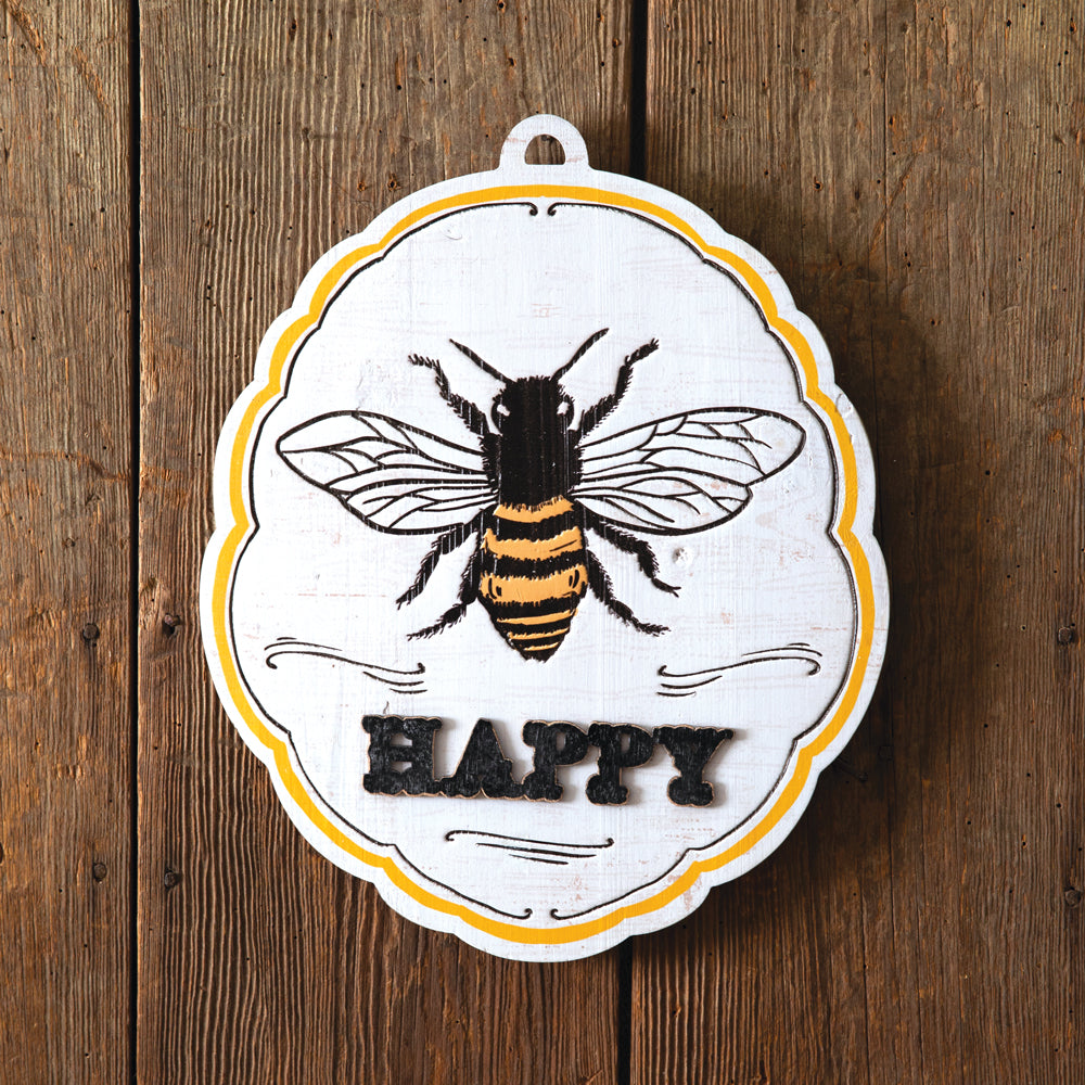 Bee Happy Wall Plaque - Bombay Mercantile