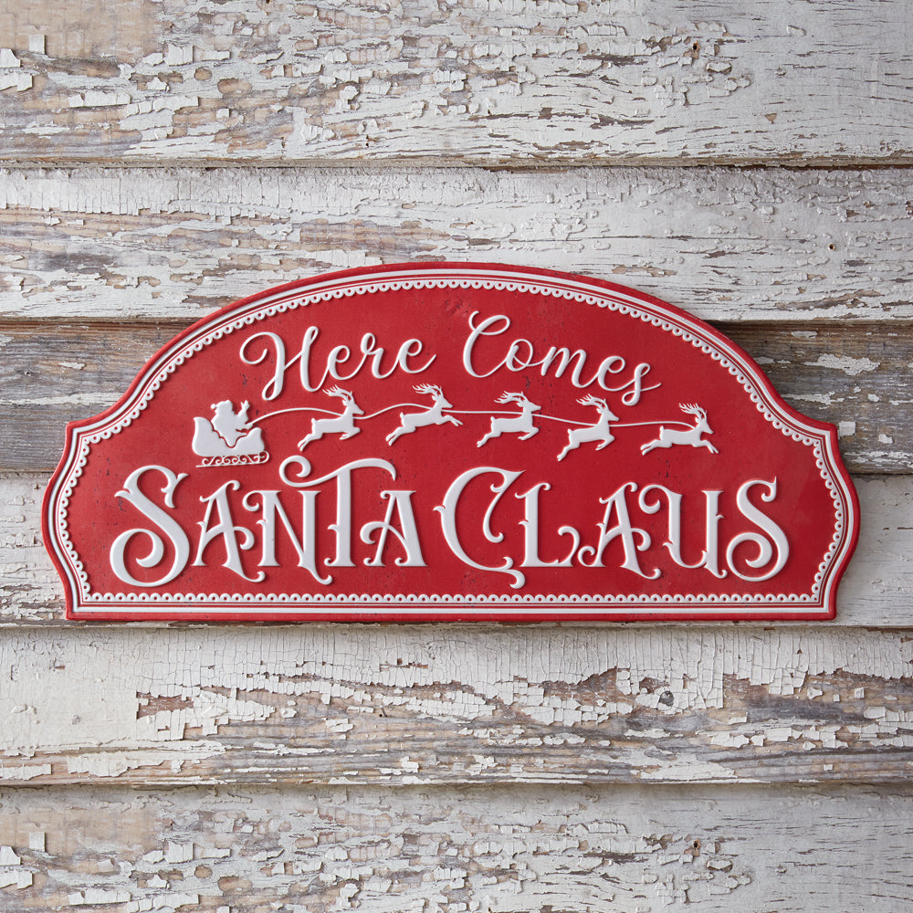 Here Comes Santa Claus Sign - Bombay Mercantile