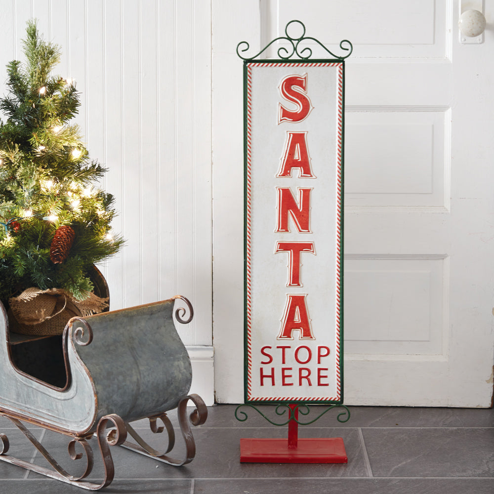 Santa Stop Here Sign - Bombay Mercantile