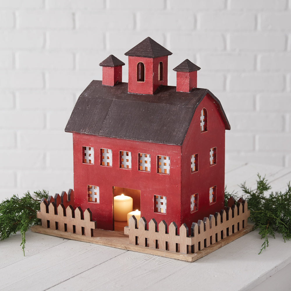 Red Holiday Barn Lantern - Bombay Mercantile