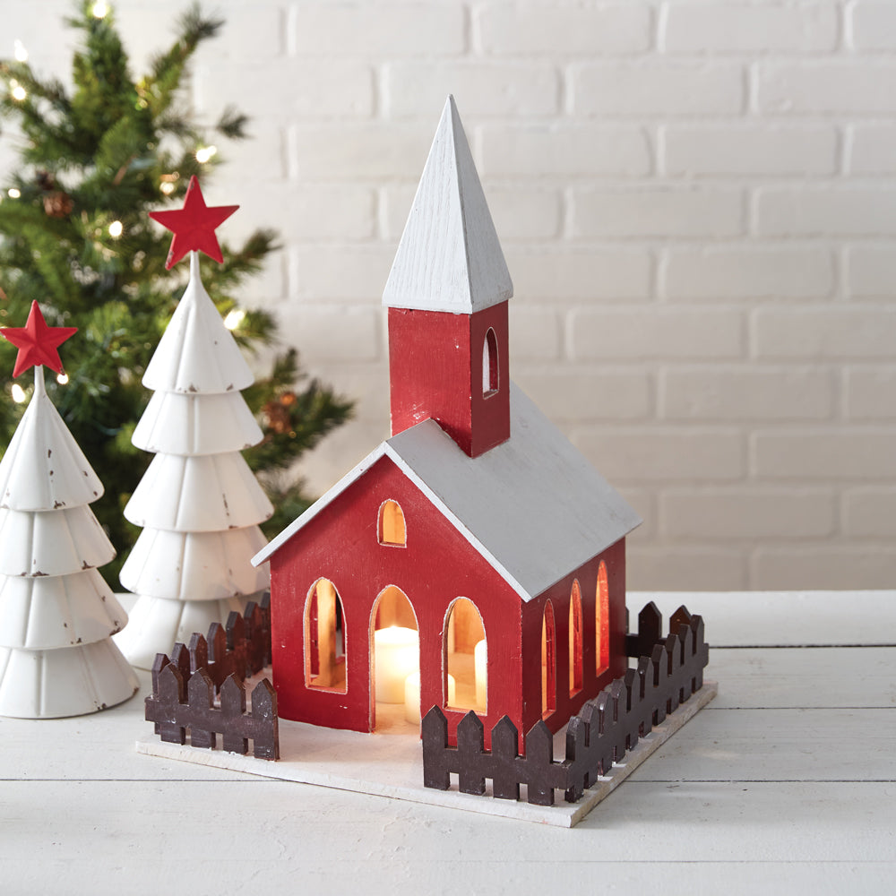 Wooden Holiday Church Lantern - Bombay Mercantile