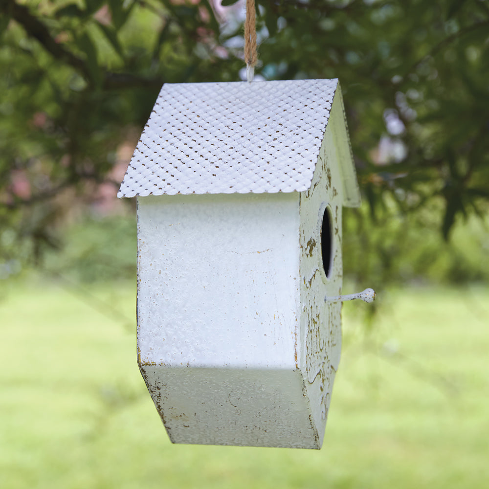 Shabby Chic Metal Birdhouse - Bombay Mercantile
