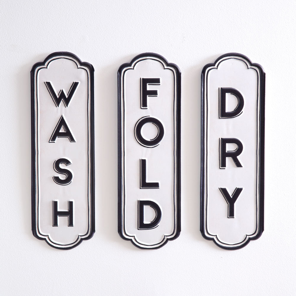 Set of Three Wash Dry Fold Signs - Bombay Mercantile